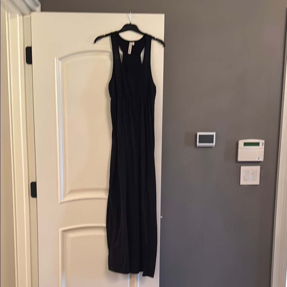 Black Racerback cotton blend maxi Dress